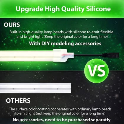 SPARKWORLD 5 Meter Green LED Neon Flex Rope Light IP65 Waterproof, AC85265 V, Cuttable | Size: 4.98 m