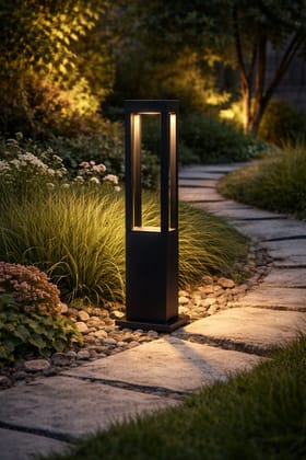 SPARKWORLD Outdoor Garden Bollard Pathway Light | Warm White LED Landscape Lawn Lamp | Modern Square Gate Light for Garden/Walkway/Driveway (Black, Pack of 1) | Colour: LX599PL/12W/SQ SPARKWORLD Outdoor Garden Bollard Pathway Light | Warm White LED Landscape Lawn Lamp | Modern Square Gate Light for Garden/Walkway/Driveway (Black, Pack of 1) | Colour: LX599PL/12W/SQ
