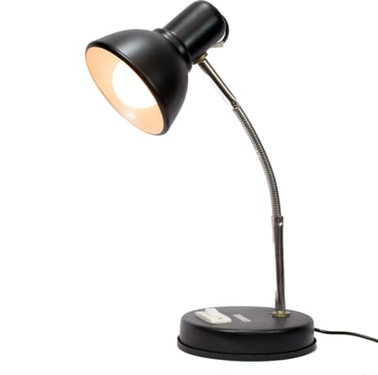 SPARKWORLD Jyoti Black Metal Study Lamp with Bulb Adjustable Table Lamp for Study, Work & Reading | Size: 15x 44 cm