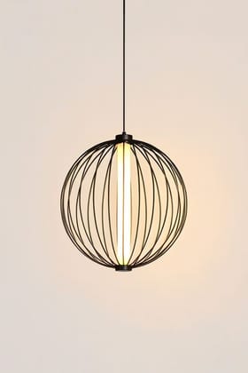 SPARKWORLD Modern Cage Pendant Light Pendant Lamp Ceiling Lamp (Black) | Colour: Round Cage