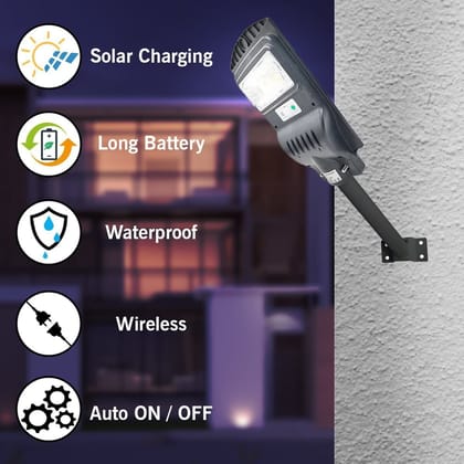 SPARKWORLD 30W All-in-One Solar LED Street Light Remote & PIR Motion Sensor, 3/5/8 Hrs Timer, IP65 Waterproof | Size: 4 Ah