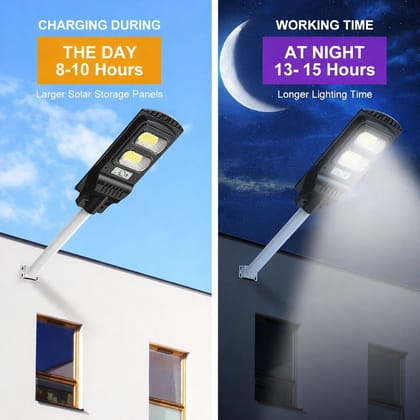 SPARKWORLD 60W Solar LED Street Light with Motion Sensor | Waterproof Outdoor Solar Lamp for Garden, Road & Pathways | Size: 1000 mAh