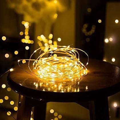 SPARKWORLD Battery Operated 3M Fairy String Lights Warm White | Pack of 3 | Decorative LED Copper Wire Lights for Home, Festivals & Events | Size: 3.05 m | Colour: Yellow
