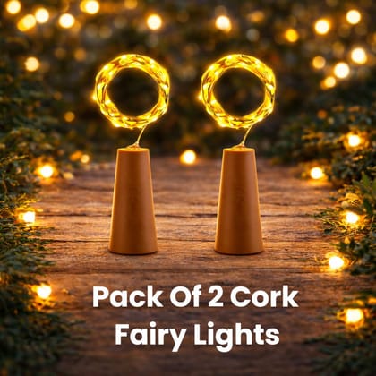 SPARKWORLD LED Cork Fairy Bottle Lights (Pack of 2) Warm White Decorative String Lights for Bottle Decor, Gifting & Festive Use | Size: 1.98 m