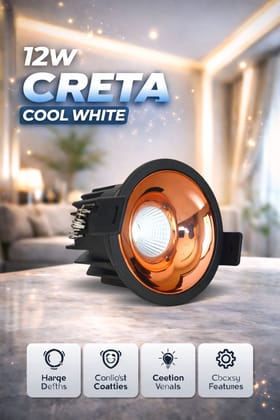 SPARKWORLD 12W LED COB Spot Light | Black Body with Shining Rose Gold Reflector | Cool White Recessed POP Ceiling Light Pack of 1 SPARKWORLD 12W LED COB Spot Light | Black Body with Shining Rose Gold Reflector | Cool White Recessed POP Ceiling Light Pack of 1