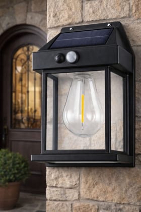 SPARKWORLD SunGard Solar Wall Lantern with Motion Sensor Vintage LED Sconce for Outdoor Pathways & Gardens | Size: 1800 mAh | Colour: Yellow