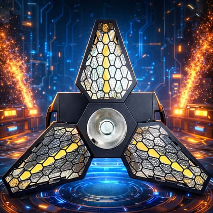 SPARKWORLD 3-Leaf Foldable LED Decorative Ceiling Light | Multi-Color Projection Effect | High Brightness COB Center Lamp | Adjustable Angle Garage/Room LED Lamp | Colour: 3 Leaf Foldable LED Light