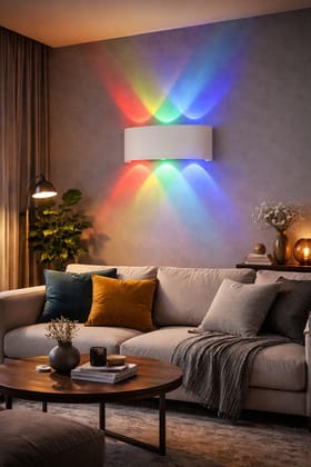 SPARKWORLD 6W RGB Up-Down Aluminum Wall Sconce Shockproof White Indoor LED Light | Colour: Multicolour
