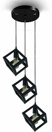SPARKWORLD Hanging Cube 3-Layer Pendant Ceiling Light | Modern Metal Cage Hanging Lamp for Home & Commercial Decor | Size: 20X20 cm | Colour: Cube (Set of 3)