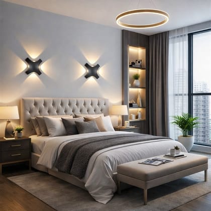 Modern 6-Way LED Wall Light | Decorative Indoor Outdoor Wall Lamp | Warm White Up Down Light | Waterproof Exterior Wall Light | SPARKWORLD