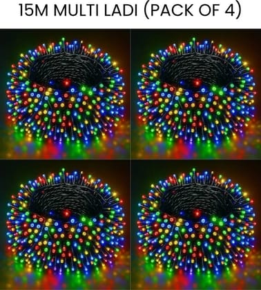 SPARKWORLD 42 LEDs 15 m Multicolor Steady Bulb Rice Lights (Pack of 4)