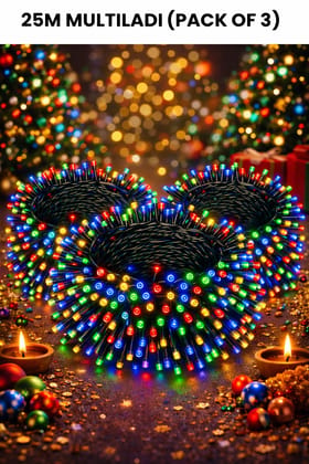 SPARKWORLD 21 Meter Multicolor LED Decorative Rice Light (Pack of 3) | Festival & Party String Ladi with Steady Glow