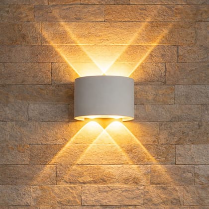 SPARKWORLD LED Indoor UP Down Wall Light, Warm White Colour with Shockproof White Body (2+2)(Aluminum) | Colour: 2+2 (WhiteBody) (WW)