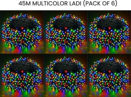 SPARKWORLD 112 LEDs 45 m Multicolor Steady Bulb Rice Lights (Pack of 6)