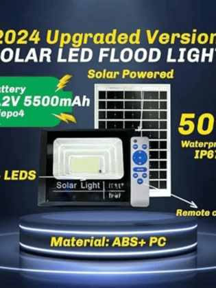 SPARKWORLD IP67 Solar Flood Light with Remote Control High Brightness, Waterproof Outdoor LED with Solar Panel | Motion Sensor & Auto On/Off | Colour: Black