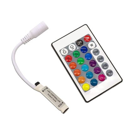 SPARKWORLD 12V DC Mini RGB LED Strip Remote Controller 24 Key RF Wireless Remote for RGB LED Light Strips | Compact & Easy to Use | Colour: multi
