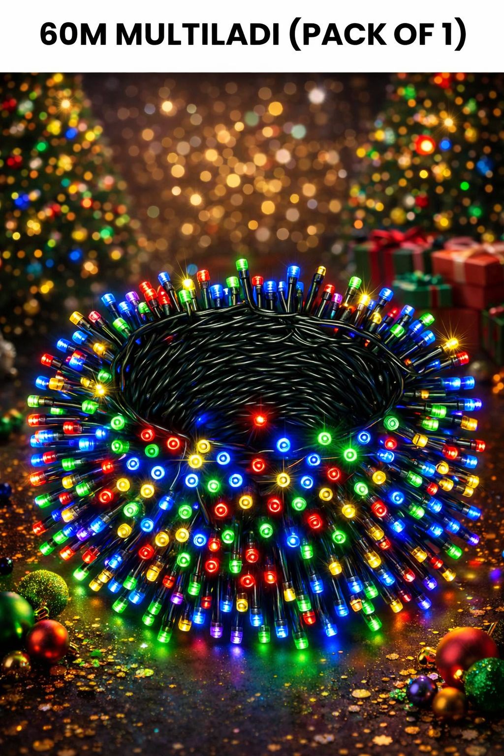SPARKWORLD Copper Serial String Led Light Comes with 8 Modes Changing Controller for Indoor & Outdoor Home Decoration, Diwali, Christmas, Patio Garden Yard (Multicolor (Pack Of 1) | Size: 60M | Colour: 60M