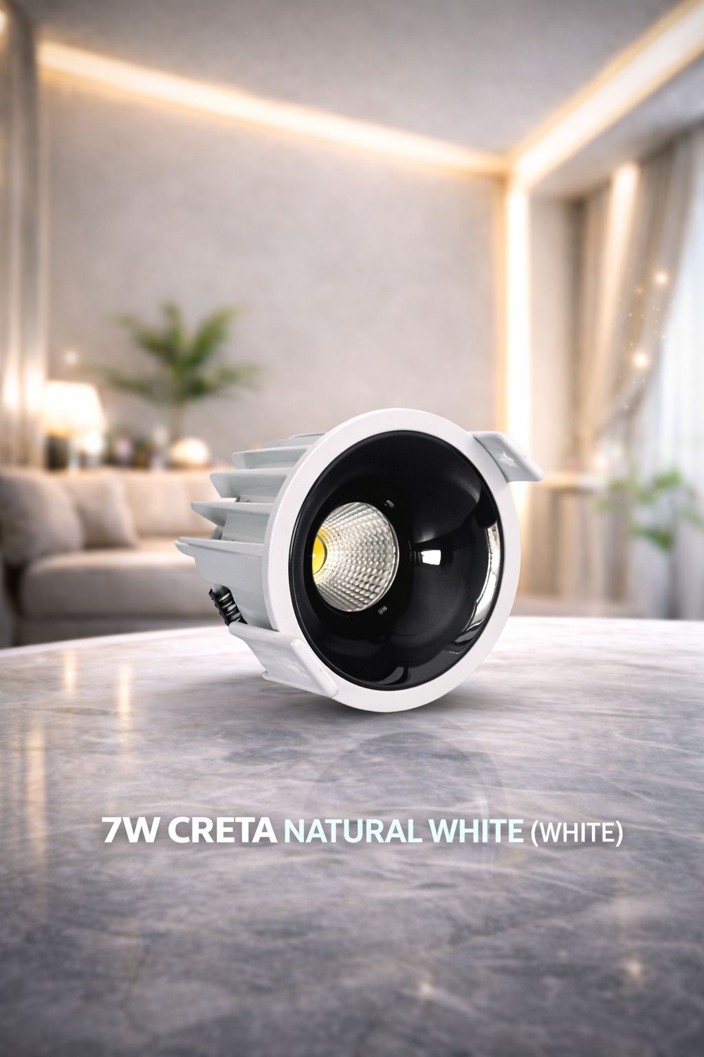 SPARKWORLD 7W LED Creta COB Spot Light White Body with Shining Black Reflector | Natural White | Pack of 1