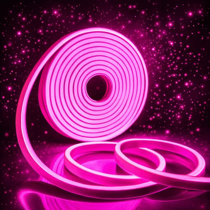 SPARKWORLD 5 Meter Pink Neon LED Strip Light Flexible Decorative Lighting for Room, Sign Boards & Event Decor | Size: 4.98 m