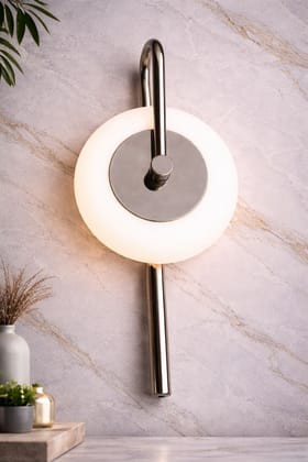 SPARKWORLD Modern Stainless Steel Wall Lamp with Circular LED Ring | Colour: Halo (Silver Body)