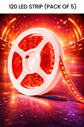 SPARKWORLD 120 LEDs 5 m Red Steady Strip Rice Lights (Pack of 5)