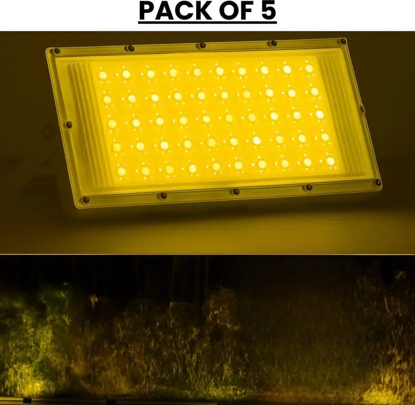 SPARKWORLD 50W BRICK LIGHT Flood Light Outdoor Lamp (Yellow) Pack of 5