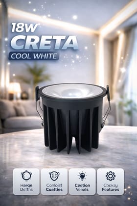 SPARKWORLD 18W LED Creta COB Spot Light | Black Body with Rose Gold Reflector | Cool White | Premium Recessed Ceiling Light | Pack of 1