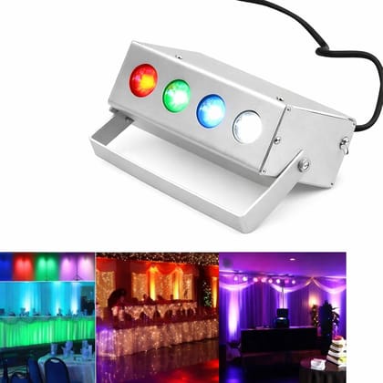 SPARKWORLD RGB 4-LED DJ Stage Lights (Pack of 3) | Multi-Color Party Lights for Events, Stage, DJ Setup & Home Celebrations | Colour: Multicolor