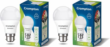 Crompton DynaRay 9W LED Bulb | Cool Day Light | B22 Base | Pack of 2 | High Voltage & Surge Protection Crompton DynaRay 9W LED Bulb | Cool Day Light | B22 Base | Pack of 2 | High Voltage & Surge Protection
