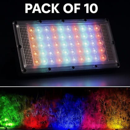 SPARKWORLD Flood Light/Outdoor Lamp AC Brick Light with Remote - (Pack of 10) Flood Light Outdoor Lamp (Multicolor) | Colour: Multicolor (Pack of 10)