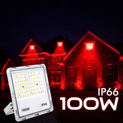 SPARKWORLD 100W Lens Model IP66 Waterproof Led Flood Light Outdoor Lamp With Flood Light Outdoor Lamp (Red)