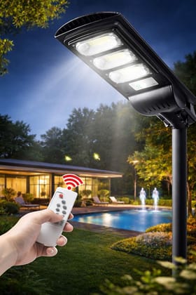SPARKWORLD 90W All-in-One Solar Street Light with Remote | Motion Sensor & Auto On/Off | Waterproof Outdoor LED Lamp with Inbuilt Solar Panel | Size: 50000 mAh