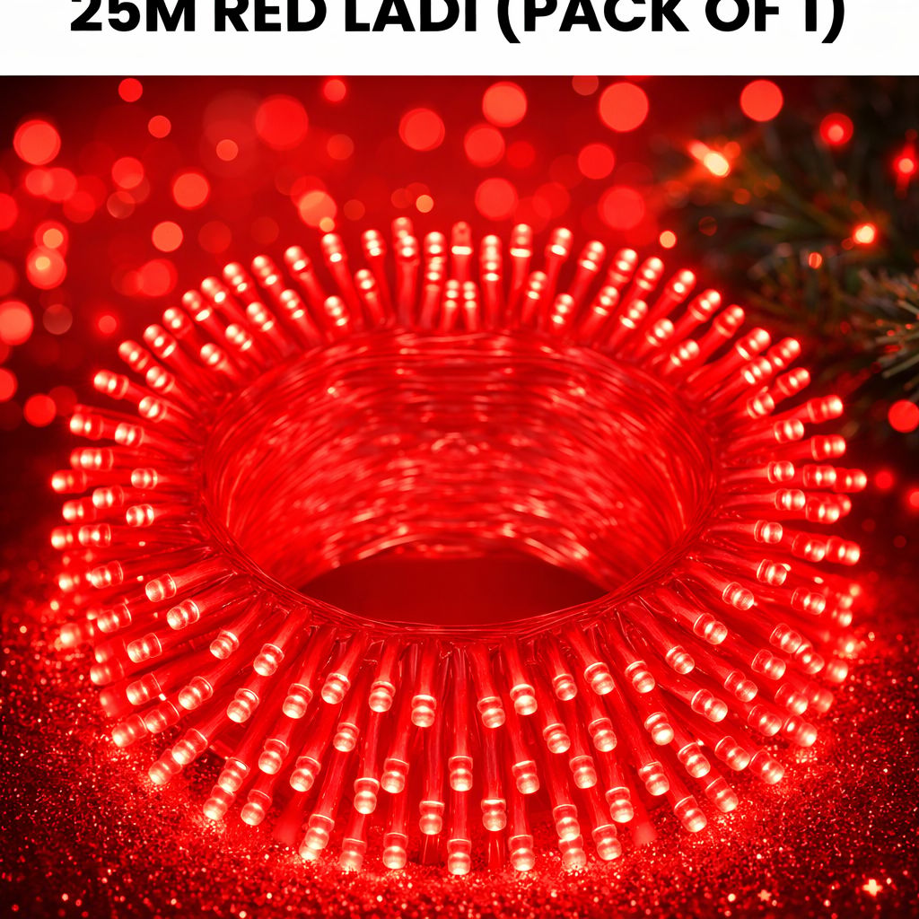 SPARKWORLD Red 74 LEDs Rice Lights | 25 Meter Steady Glow Decorative String Light Pack of 1