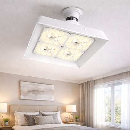SPARKWORLD 4 Head LED Square Panel Light (2x2 Module) | Cool White | Wall/Ceiling Mount (Pack of 1) | Colour: 200 Watt
