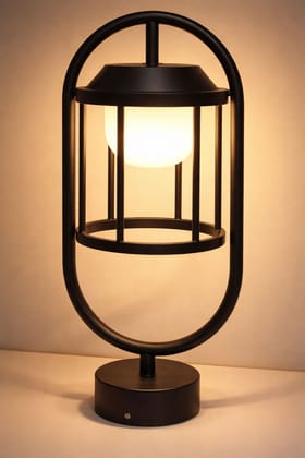 SPARKWORLD Modern Outdoor Garden Lantern Light | Warm White Decorative Metal Lamp for Lawn, Pathway & Balcony | Colour: LX888/12W|GL|BK