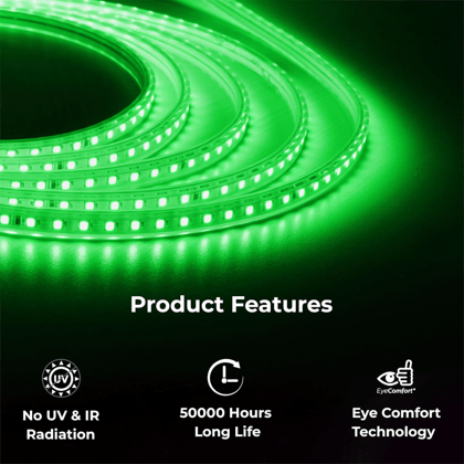 SPARKWORLD Green LED Rope Light Waterproof Decorative Strip for Outdoor & Indoor | Size: 5 m
