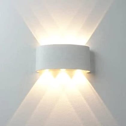 SPARKWORLD Aluminum LED Up & Down Wall Light Warm White | White Shockproof Body | Modern Indoor Wall Lamp (3+3) | Colour: 3+3 (WhiteBody) (WW)