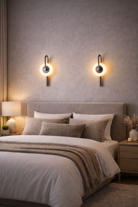 SPARKWORLD Modern Stainless Steel Wall Lamp with Circular LED Ring | Colour: Halo (Silver Body)