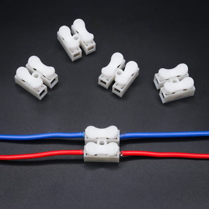 SPARKWORLD Electronic Spices 100pcs Cable Connectors 2 Pins Electrical Push Type Cable Connectors Quick Splice Lock Wire Terminal 220V 10A | Colour: White
