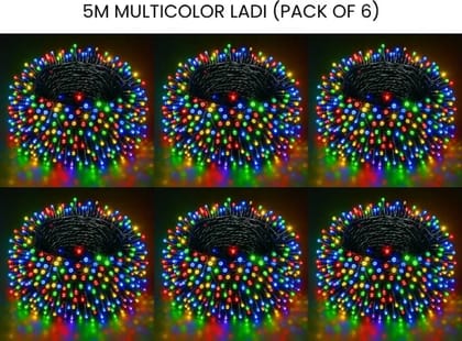 SPARKWORLD 14 LEDs 5 m Multicolor Steady Bulb Rice Lights (Pack of 6)