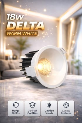 SPARKWORLD 18W LED Deep COB Light Recessed Downlight (Warm White, White Body) for POP/False Ceiling in Home, Showroom, and Commercial Interiors SPARKWORLD 18W LED Deep COB Light Recessed Downlight (Warm White, White Body) for POP/False Ceiling in Home, Showroom, and Commercial Interiors