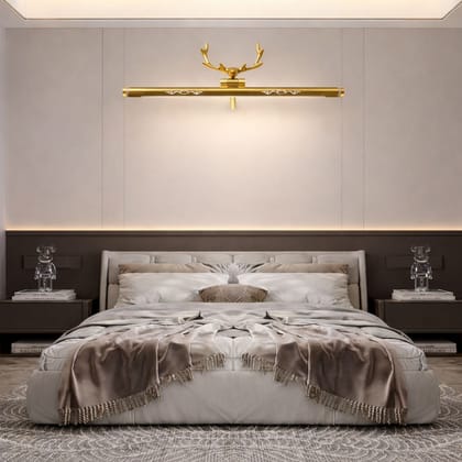 SPARKWORLD LED Picture Light with Deer Head Design | Gold Finish | 3 Color Modes Wall Lamp for Painting, Mirror & Wall Decor | Colour: LX477WLB|12W|GD