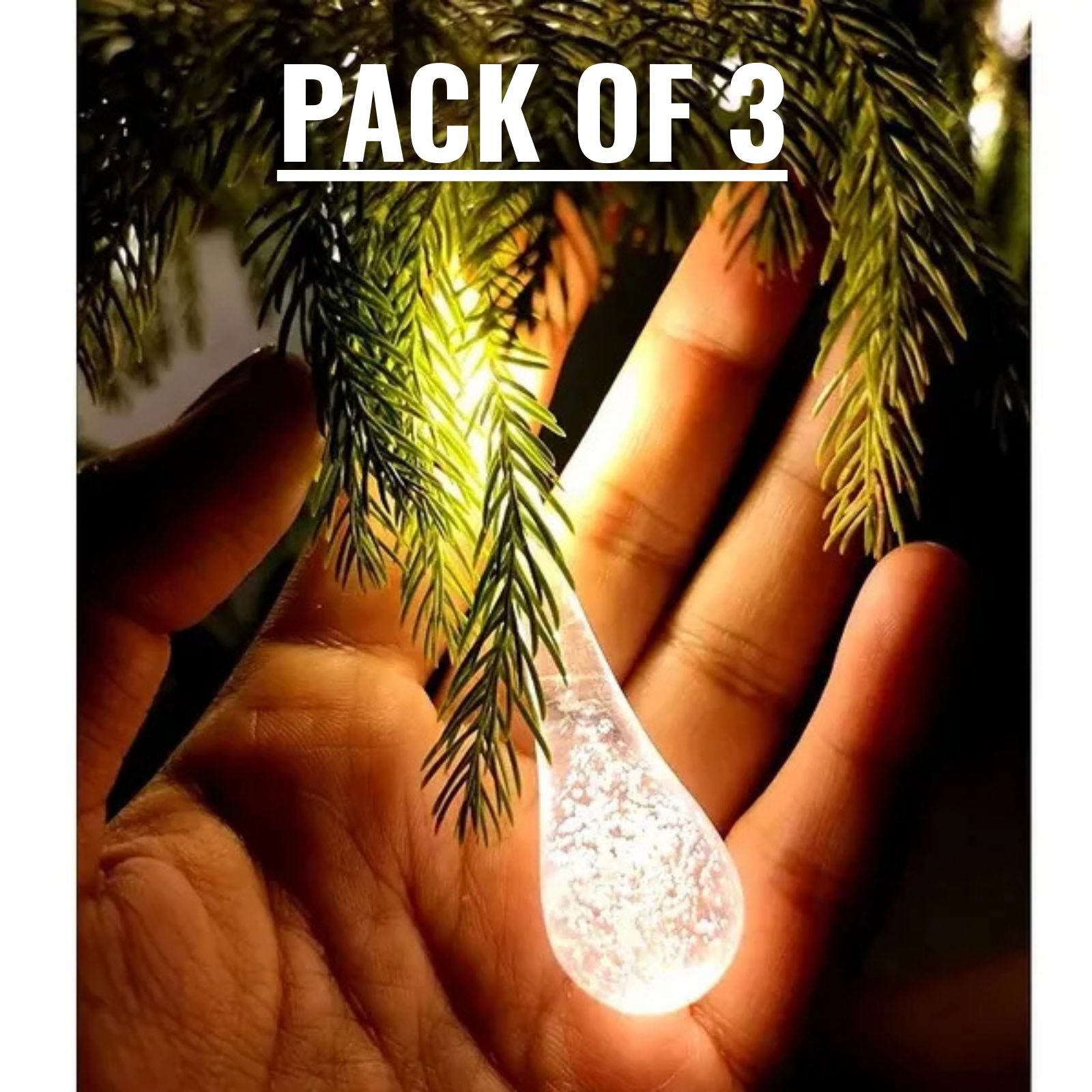 SPARKWORLD LED Waterdrop Fairy Lights (Warm White, Pack of 3) Teardrop Decorative Lights for Garden, Balcony, Trees & Festivals