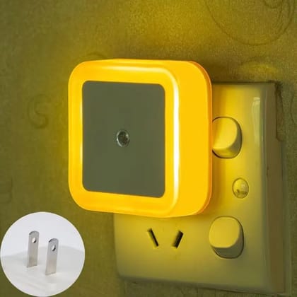 SPARKWORLD Plug-in Auto Sensor LED Night Light (Yellow) with Detachable Prong Adapters