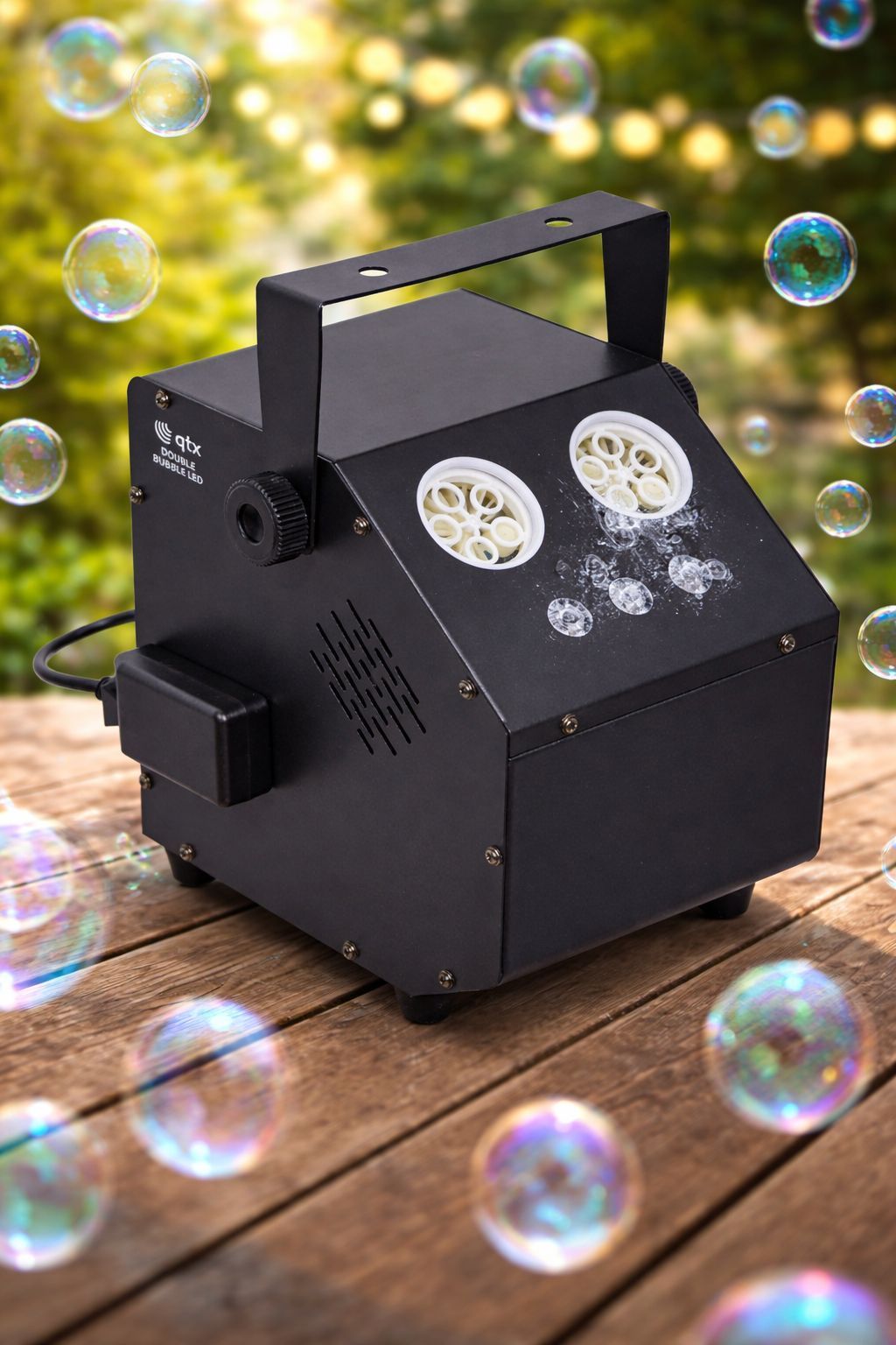 SPARKWORLD Double Bubble Machine with LED Effects: High-Output LED Bubble Machine with Remote Control, Mounting Bracket and 3 Bright RGB LEDs | Delivers a Torrent of Bubbles | Colour: Bubble Machine (Double Nozzle)