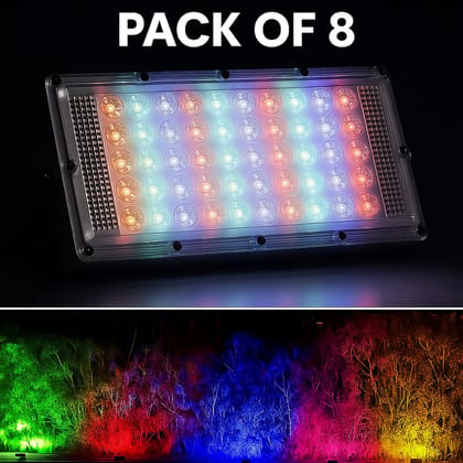 SPARKWORLD Flood Light/Outdoor Lamp AC Brick Light with Remote | Pack of 8 | Flood Light Outdoor Lamp (Multicolor) | Colour: Multicolor (Pack of 8)