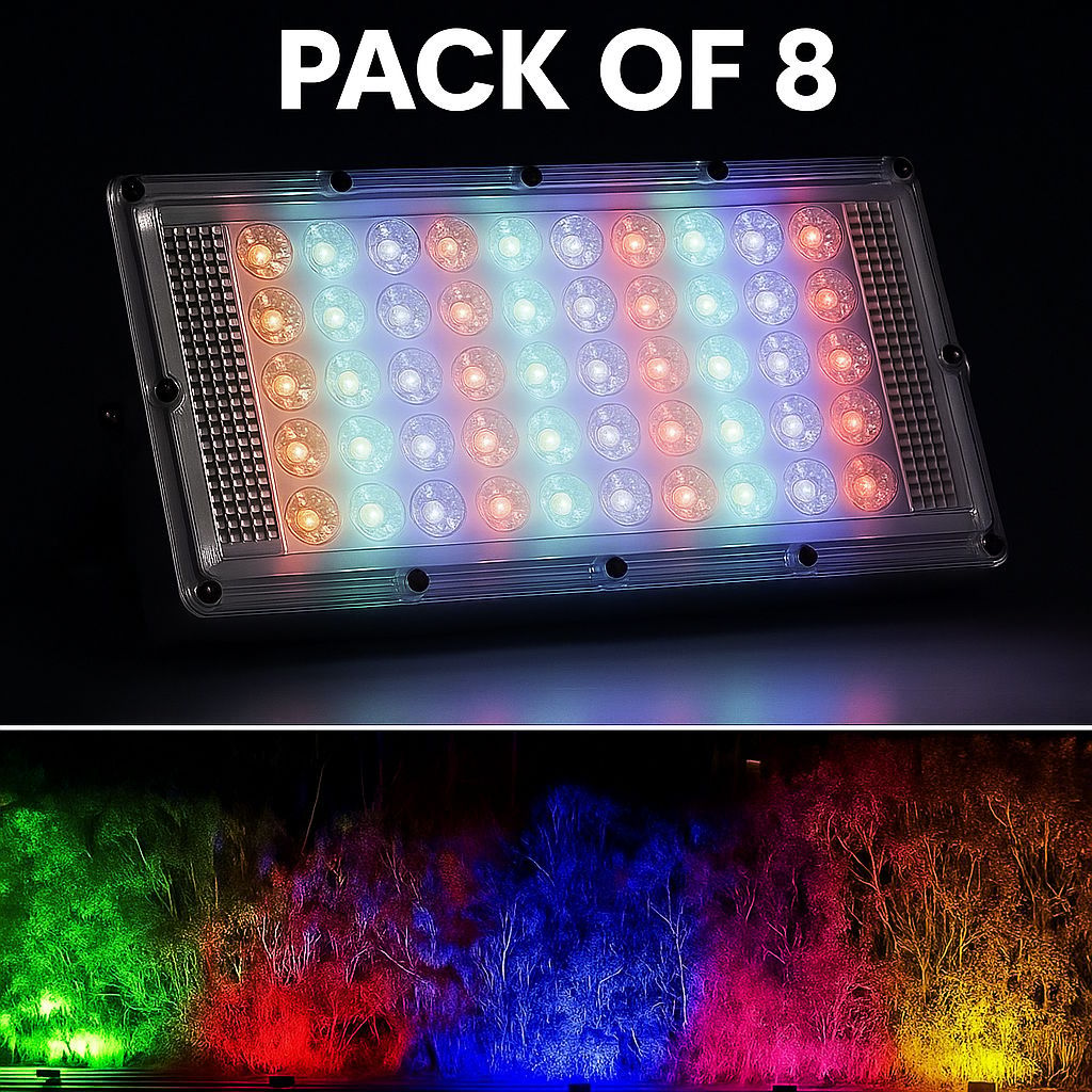 SPARKWORLD Flood Light/Outdoor Lamp AC Brick Light with Remote | Pack of 8 | Flood Light Outdoor Lamp (Multicolor) | Colour: Multicolor (Pack of 8)