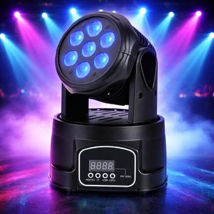SPARKWORLD 512 Stage Lighting Mini Moving Head Light 4 In 1 RGBW LED PAR Light Lighting Strobe Professional 9/14 Channels 100W AC 100-240V Sound Active for KTV Club Bar Party Disco DJ Show Bands | Colour: 7 Led