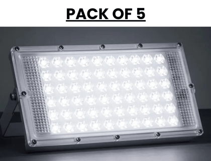 SPARKWORLD 50 Watt Outdoor Brick Flood Light | (Pack of 5) | Outdoor Lamp (White) | Size: 10cm | Colour: White (Pack of 5)
