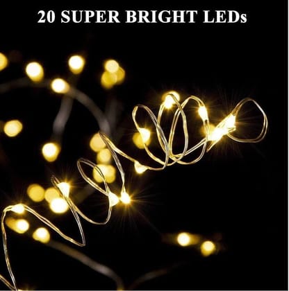 SPARKWORLD 20 LEDs M Yellow Steady String Rice Lights (Pack Of 8) | Size: 77 m | Colour: Warm White